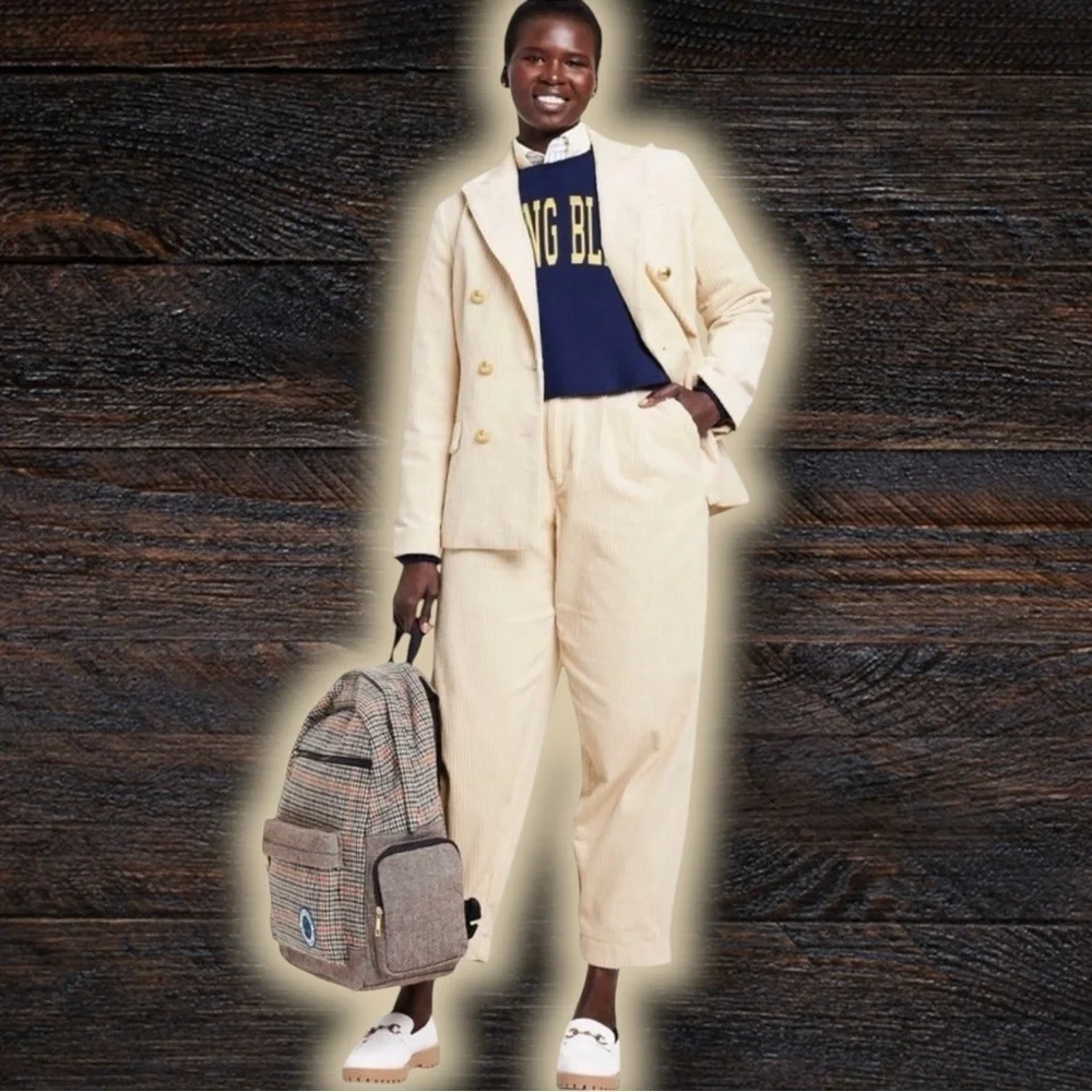 NWT Rowing Blazers for Target ‘Corduroy Double-Breasted Blazer’ in “Cream” Sz S